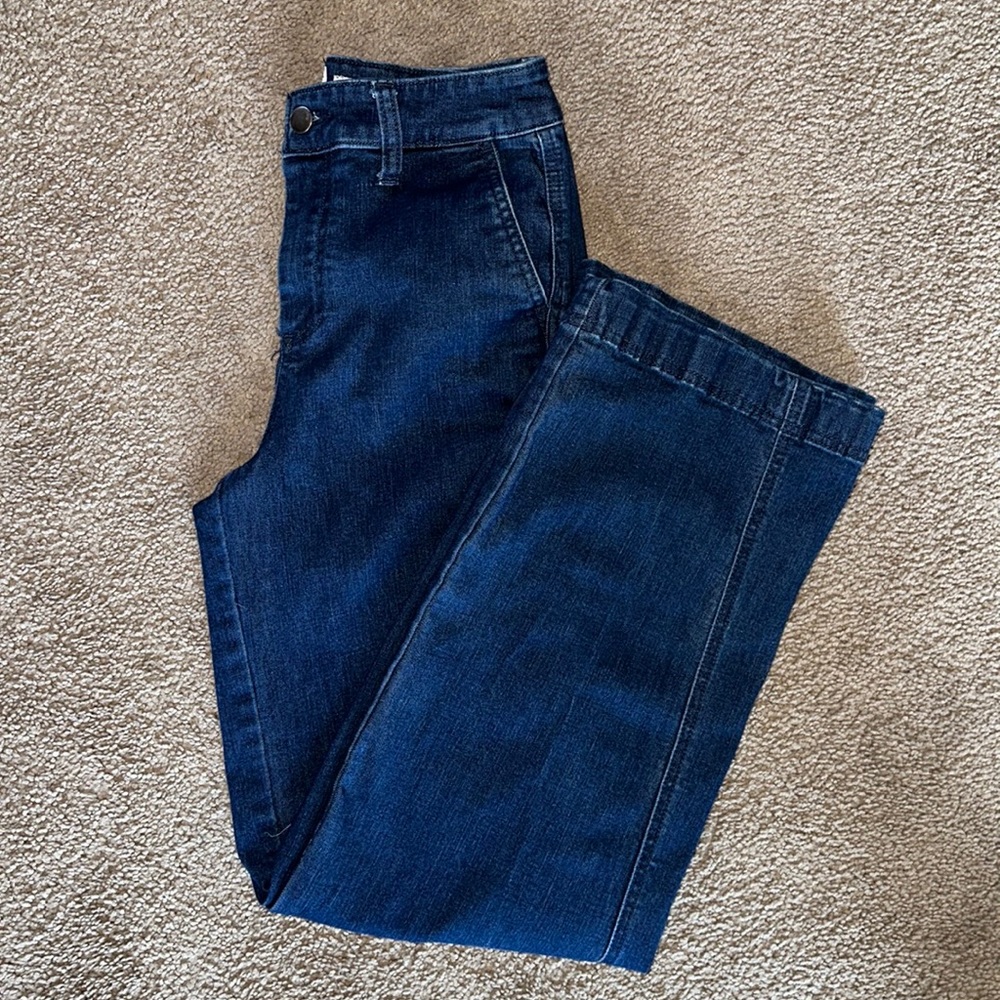 Wide Leg Dark Wash Denim - STRETCHY